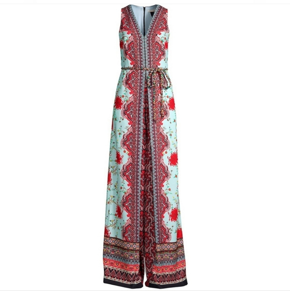 Alice and Olivia, Audrie Pleated Jumpsuit with Belt
